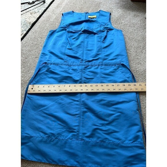SOCA by St John Women Blue Polyester Sheath Dress Cinch Waist Ties Size Small - Picture 6 of 10